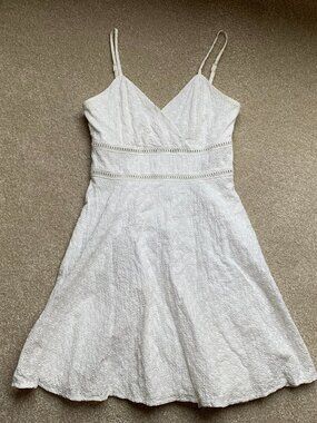 White Eyelet Summer Dress Women's XS